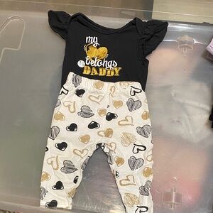 Kids Matching Set - Black and Gold Heart Design